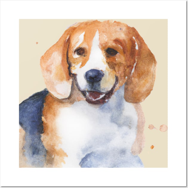 Beagle Watercolor - Gift For Dog Lovers Wall Art by Edd Paint Something